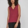 Vila Viril V-Neck- Top - Beet Red