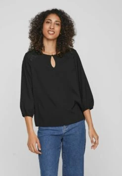 Vila Mit 3/4 Ärmeln Detailreiches - Blouse - Black