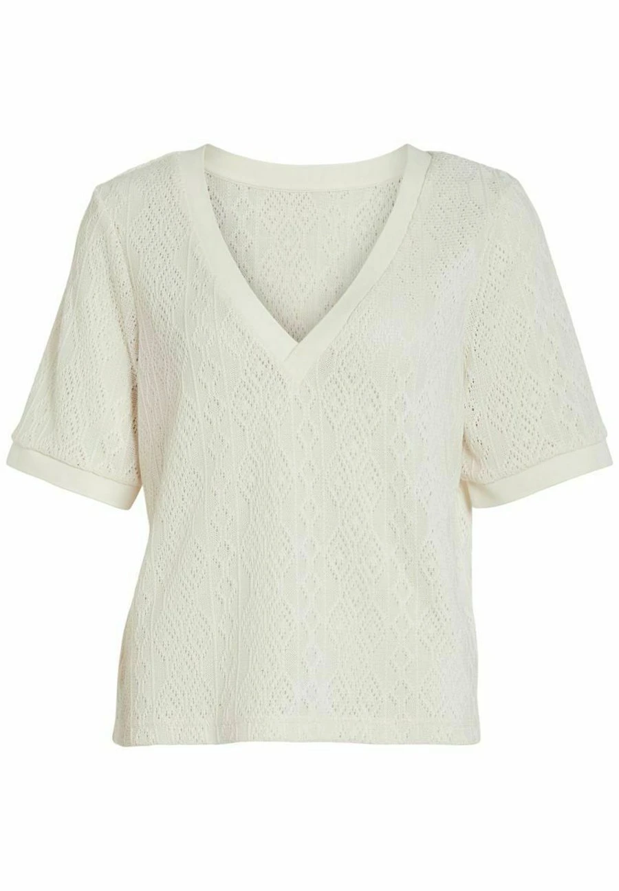 Vila Mit V-Ausschnitt Kurzärmeliges - T-Shirt Basic - Birch 7 Vila Mit V-Ausschnitt Kurzärmeliges - T-Shirt Basic - Birch - Afbeelding 5