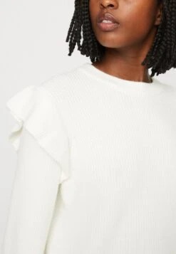 Vila Viril O Neck Flounce - Trui - White Alyssum -Dames d15319fb44d84dbca4bb338ea4bedcd2