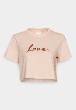 Vila Vipure Cropped - T-Shirt Print - Cream Tan