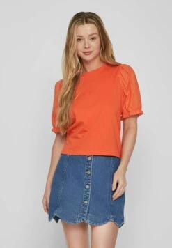 Vila Mit Kurzen Puffärmel - T-Shirt Print - Tigerlily