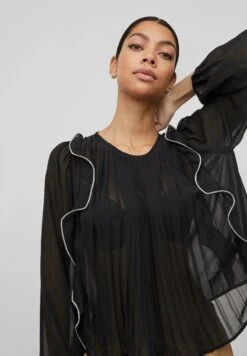 Vila Vimetina Plisse - Blouse - Black -Dames d72230278aa3450881899dc6f9c6bcf1