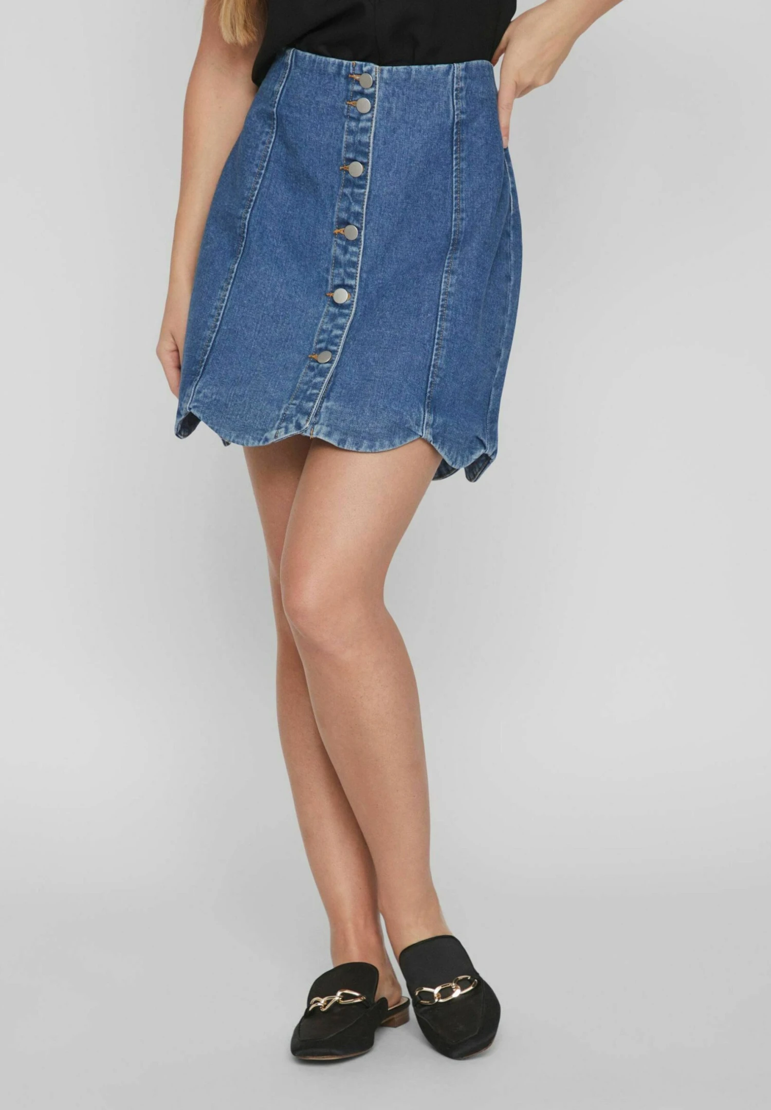 Vila A-Lijn Rok - Medium Blue Denim 3 Vila A-Lijn Rok - Medium Blue Denim