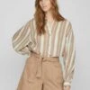 Vila Gestreifte- Overhemdblouse - Savannah Tan