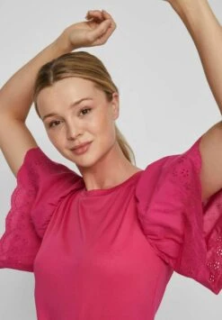 Vila Oberteil Mit Kurzen Ärmeln Detailreiches - Blouse - Pink Yarrow -Dames dbe4c628e4304bc286e1d97b781ba38a