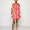 Vila Vihula V Neck Short Dress- Jurk - Pink Yarrow/Orange Graphic -Dames ddc1a41c17034df7ad995da2bf766921