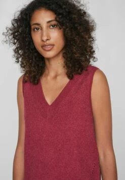 Vila Viril V-Neck- Top - Beet Red -Dames e62fc64b7140465f8c5f2505e624c24b