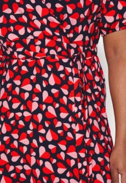 Vilinea V Neck Wrap Heart Dress - Jurk - Red/Black/Light Pink -Dames e9721af5af454428aa1aed4653f0c298