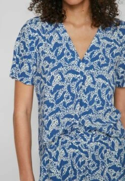 Vila Mit V-Ausschnitt Kurzärmeliges - Blouse - Federal Blue -Dames efcffb244bcd448087baf19f1a1c11c8