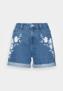 Vila Viwoody Festival - Jeansshort - Medium Blue Denim Cloud Dancer Embroidery -Dames f02bef7dd00741f685d8add6342e4df0