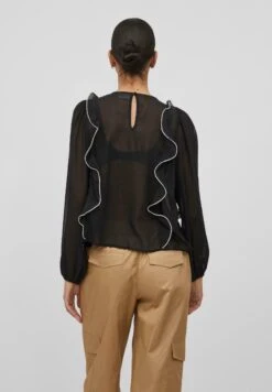 Vila Vimetina Plisse - Blouse - Black -Dames f20909ec2d08426fb4fe07cd6769ab32