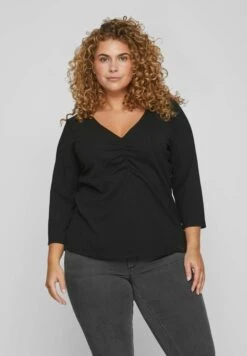 Mit 3/4 Ärmeln Curve- Blouse - Black