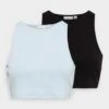 Vila Vifelia Cropped Tank Top 2Pack - Top - Black/Kentucky Blue -Dames f2eff1da55e343a7b77071f1273cea66