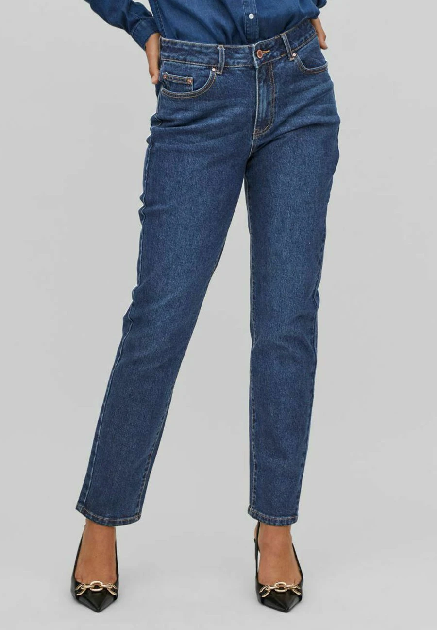 Vila Straight Leg Jeans - Dark Blue Denim 3 Vila Straight Leg Jeans - Dark Blue Denim