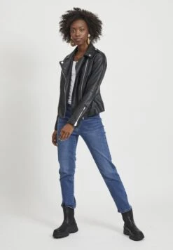 Vila Vicara Jacket - Imitatieleren Jas - Black -Dames f7c58ced46764af6ac3ae9b578092e62