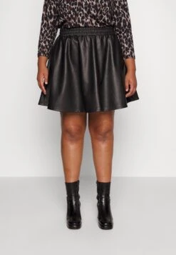 Vidagmar Coated Skater Skirt - Minirok - Black