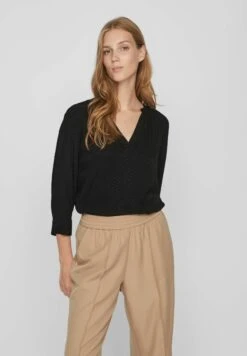 Vila Mit 3/4 Ärmeln V Ausschnitt - Blouse - Black