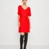 Vila Vimesa Detail V Neck Dress - Jurk - Flame Scarlet