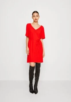 Vila Vimesa Detail V Neck Dress - Jurk - Flame Scarlet
