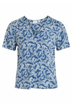 Vila Mit V-Ausschnitt Kurzärmeliges - Blouse - Federal Blue -Dames fe0825e266b84d54802f1dbf139145cb