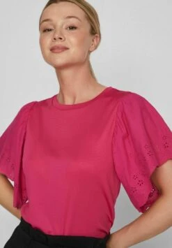 Vila Oberteil Mit Kurzen Ärmeln Detailreiches - Blouse - Pink Yarrow -Dames fef8f8db594c4ea4bf6b3c4b4be352ec